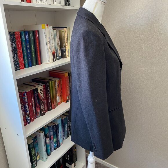 KASPER Charcoal Gray 100% Wool Career Work Business Blazer Size 12 - Picture 4 of 7